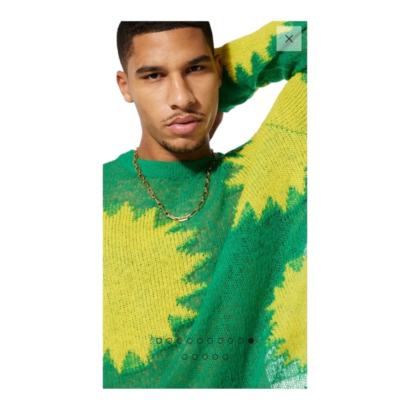 SAVAGE X FENTY KNITTIN PRETTY LOOSE KNIT SWEATER SIZE SMALL GREEN LIGHT - Picture 7 of 13